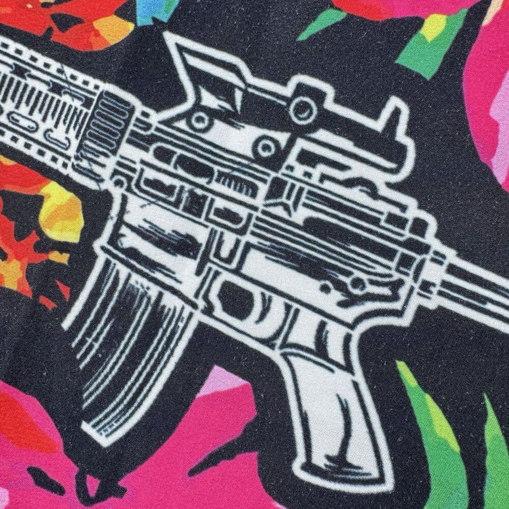 Combat Iron Apparel Button Up Short Sleeve Men M All Over Print Floral M16 AR15 - Picture 10 of 12